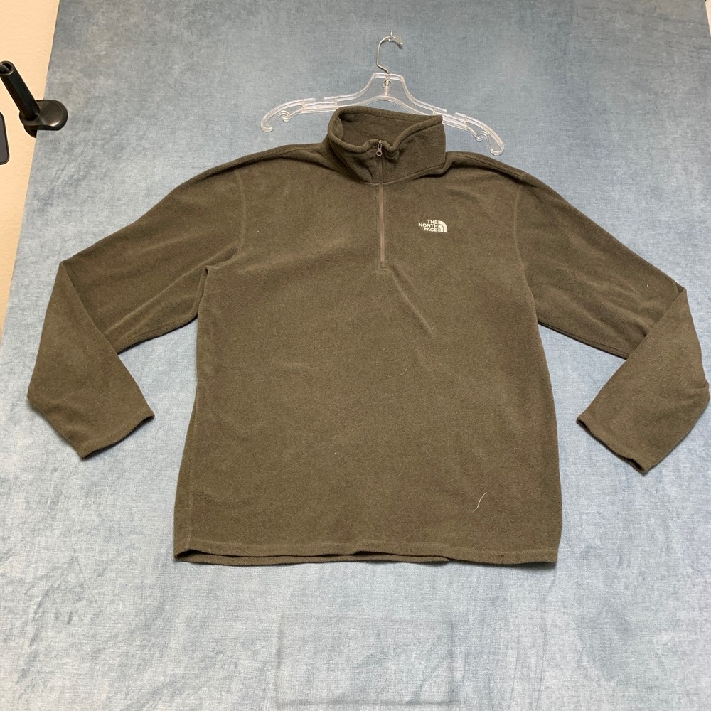 The North Face Sweatshirt Mens Large Olive Quarter Zip Long Sleeve Mock Neck